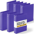 Henoyso 1.5 Inch 6 Pack Mini 3 Ring Binders for 5.5"x8.5" Paper,Purple | Holds 280 Sheets, Plastic Small Binders, Round Three Rings, Flexible PP Covers, School Office, Photo Album Planner Journal