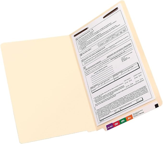 Smead End Tab 1-Fastener File Folder, Shelf-Master® Reinforced Straight-Cut, Legal Size, Manila, 50 Count, 37110