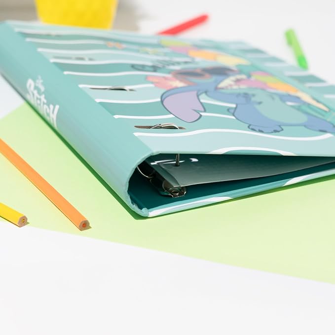 Grupo Erik Disney Stitch 4 Ring Binder A4 - Stationery Gifts, Merchandise | A4 Folder with Elastic closure, School Folders for Paperwork A4, Back to School Supplies | Disney Stitch Merch, Gift