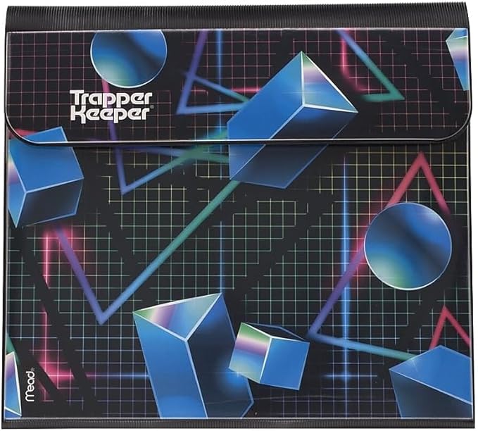 Mead Trapper Keeper Binder, Retro Design, 1 Inch Binder with Folders and Pockets, Holds 8-1/2" x 11" Paper, Shapes (260038CQ1-ECM)
