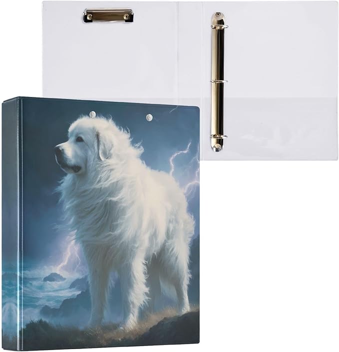 3 Ring Binder Great Pyrenees Dog 1.5" Round Ring Binders View Binder with 200 Sheet for Kids School Supplies Women Men Office, 1 Pack