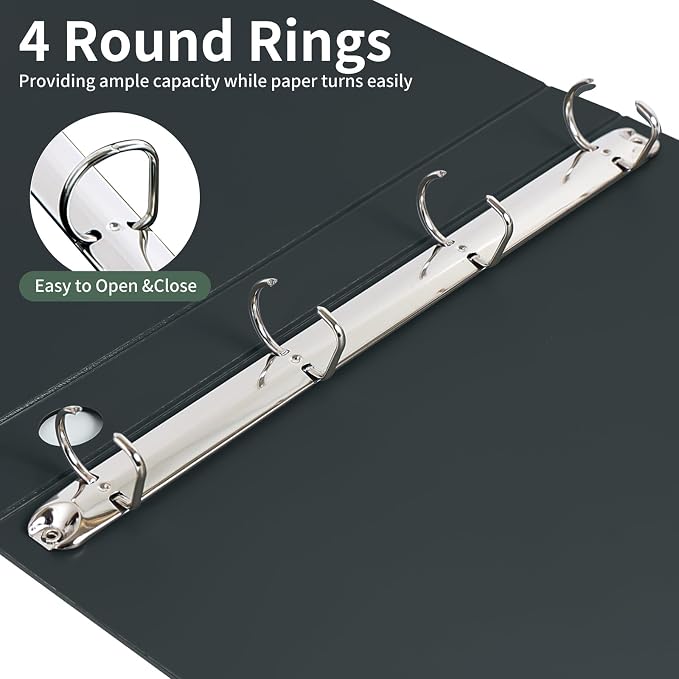 4 Ring Binders,4 Pack D Ring Binder A4 for School, Office(Green)