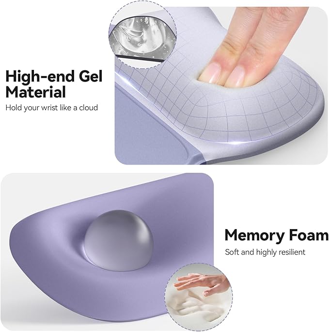 TECKNET Gel Mouse Pad Set with Wrist Rest and Keyboard Wrist Rest, Ergonomic Mousepad Rests with Non-Slip PU Base for Pain Relief, Computer, Laptop, Office & Home
