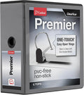 Cardinal 3 Ring Binder, 5 Inch Premier Easy Open Binder, ONE-Touch Locking Slant-D Rings, 1,050-Sheet Capacity, ClearVue Cover with Shelf Pull, PVC-Free, Black (10351)