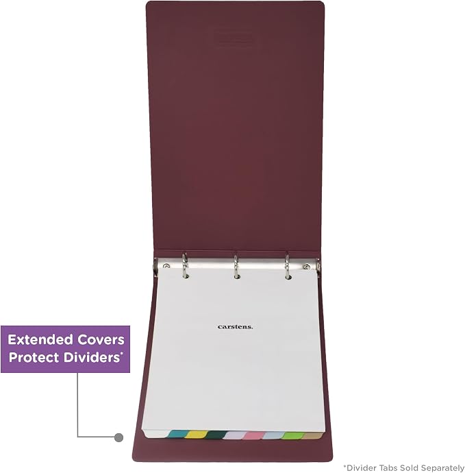 Carstens 2-Inch Heavy Duty 3-Ring Binder - Top Opening, Wine, Durable Plastic, No-Gap Rings, Waterproof Cover, No Pockets, Holds 300 US Letter Sheets, BPA-Free, Made in USA (2873-3R), Case of 16