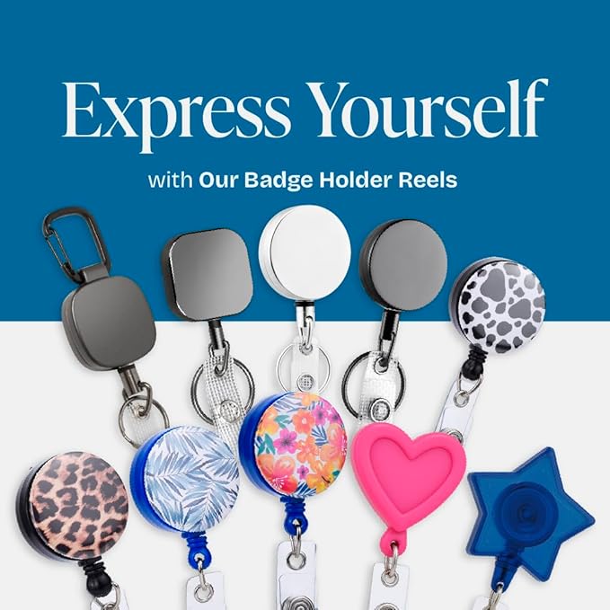 Will Well ID Badge Holder Reel with Clip and Keyring - Heavy-Duty All-Metal Casing with 27.5" UHMWPE Fiber Pull Cord for Durability and Easy Access, Holds up to 8 Keys - 4-Pack, Round, Glossy Black
