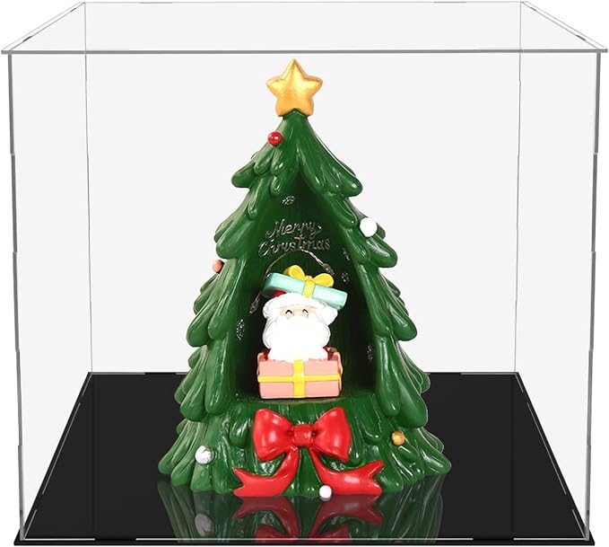 Clear Acrylic Display Case,Self-Assembly display cases for figures,countertop Box Cube Organizer Stand Riser Dustproof Showcase for Basketball Soccer ball Figure Toys Collectibles(10.2x10.2x10.2 inch)