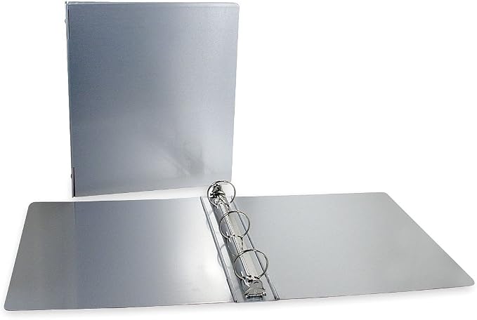 Saunders Recycled Aluminum Ring Binder, 1-Inch, Letter Size, Silver | Wrap-around cover folds flat into a rigid clipboard surface; holds up to 250 sheets; oversized 8.5x12 cover conceals dividers