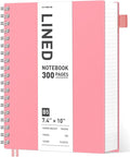 AHGXG Spiral Notebook College Ruled - Large Spiral Journal Notebook B5 7.48" × 10.15", 300 Pages, 100GSM Thick Paper, Plastic Hardcover, for Work Office School Writing Notes,Pink