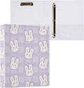 3 Ring Binder 1.5 Inch Cartoon Bunnies Purple Clipboards Binders with Interior Pockets Round Ring Binder for Office Supplies and School