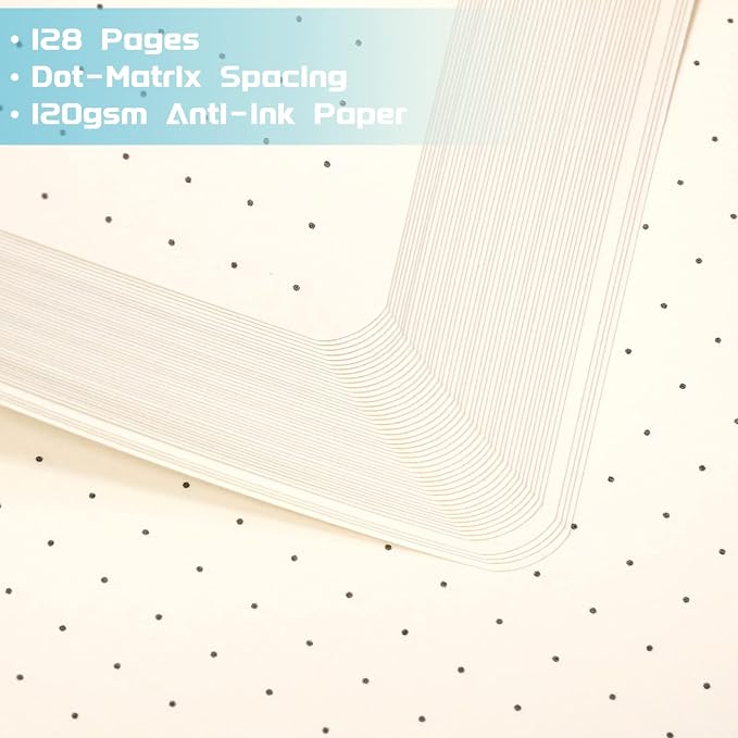 Dotted Journal/Notebook - Dot Grid Hard Cover Notebook, 5.3'' x 8.26''