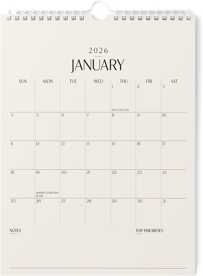Karto Wall Calendar 2026 8.5x11 in - Beige | January 2026 to June 2027, Vertical, Boosts Productivity, Easy Monthly Planning