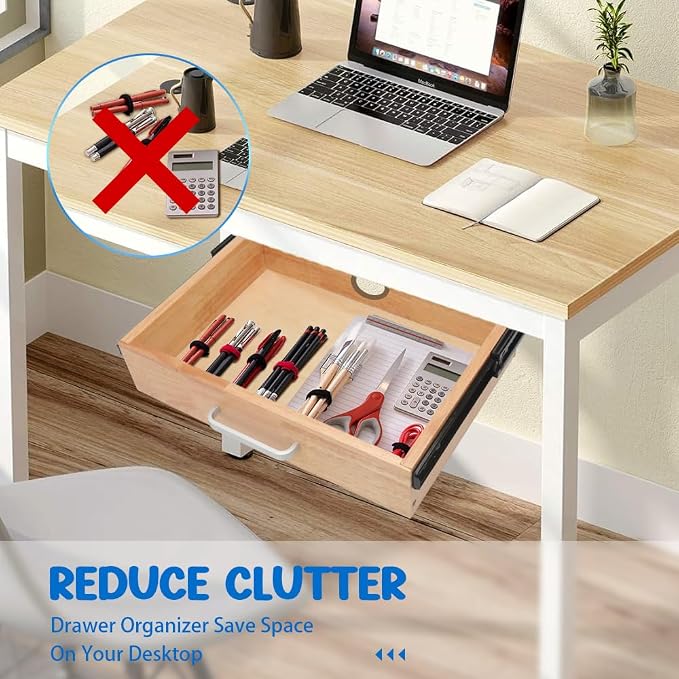 Under Desk Drawer Storage Organizer - Wooden Mounted Sliding Pull-out Drawer, Hidden Desktop Organizer for Office