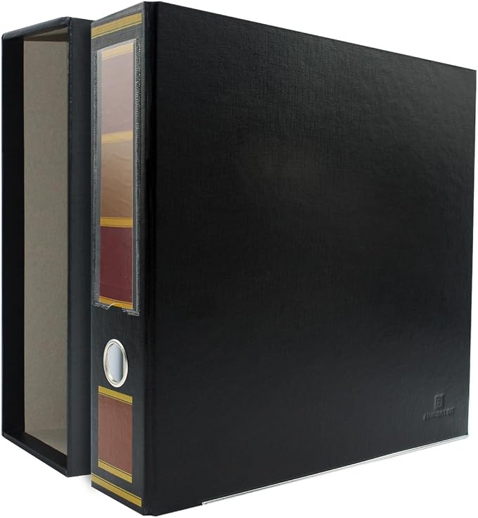 3-Ring Premium Binder & Slip Case - Barrister Black, by Bindertek | 3" Spine Width, 525 Sheet Capacity, 2" D-Rings, Linen-Textured Covers, Steel Reinforced Edges