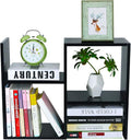 Desktop Shelf Freestanding Wooden Small Bookshelf Desk Supplies Organizers and Accessories Storage Display Rack Office Dorm Decor for Women, Black