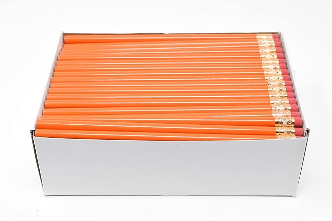 Pencil Guy Blank Round Pencils Orange 1000 to a box - Not Sharpened