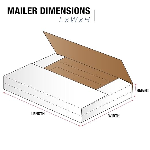Tape Logic TLM752BF Easy-Fold Mailers, 7 1/2" x 5 1/2" x 2", White (Pack of 50)