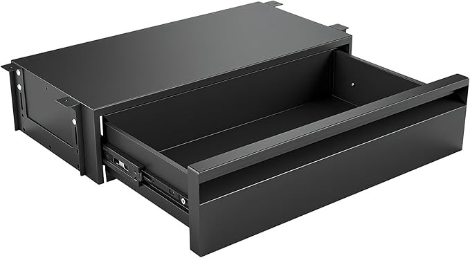 POPMOON 16.6 inch Under Desk Drawer, Adjustable Pull Out Storage Organizer | Carbon Steel Under Table Drawer with Silent Smooth Slide Rails for Office & Home, Adjustable Height, Each Hold 33 lbs
