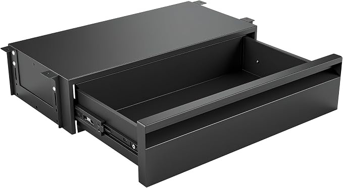 POPMOON 16.6" Under Desk Drawer, Adjustable Pull-Out Storage Organizer | Carbon Steel Under Table Drawer with 5 Height Settings, Smooth Slide Rails, Fit Flat Wooden & Standing Desks, Hold 33 Lbs