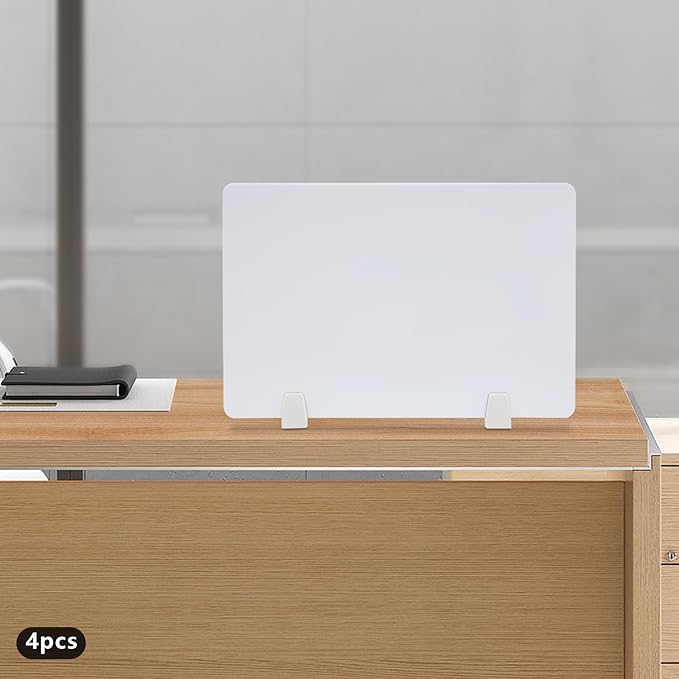 4PCS Desk Dividers Office Partitions, Privacy Desk Panel Protective, Acrylic Plexiglass Shield with Clamps for Offices Schools Call Centers - 23.6”L X15.8”W