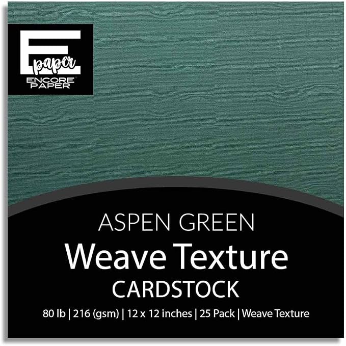 ASPEN GREEN—12x12 Textured Cardstock | 80lb Textured Green Scrapbook Paper | Premium Cardstock for Cricut Cutting | 25 Sheets