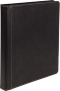 Samsill 0.5 Inch 3 Ring Binder, Leather, Black with Contrast Stitching, 8.5X 11 Inch, 3 Rings, Notebook Binder, Portfolio Organizer, Planner, Journal