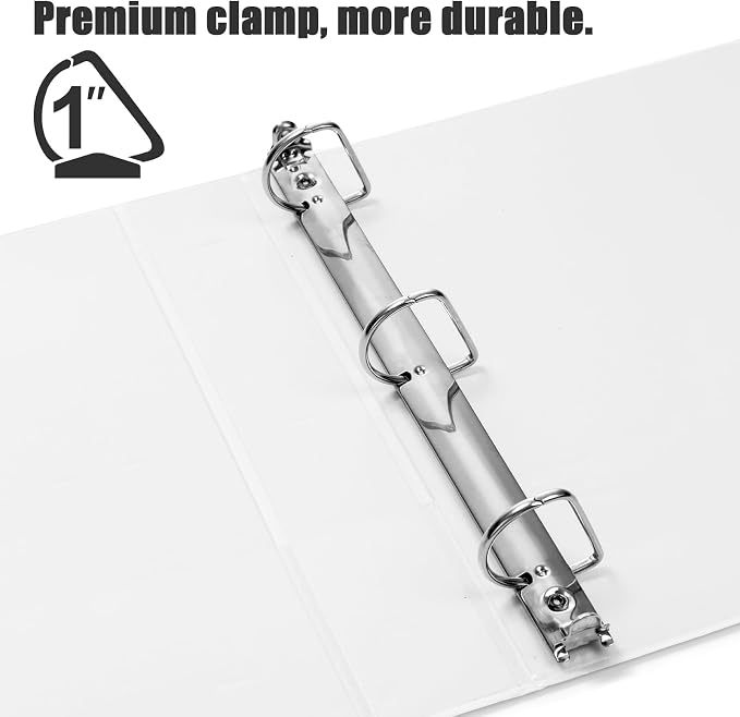 COMIX Heavy Duty Slant-D Ring View Binder, 1 inch 3 Ring Binders, Hold 225 Sheets of 8.5" x 11" Paper, 8 Pack (White)