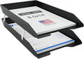 Acrimet 2-Tier Legal Size Paper Tray Organizer, Made in USA, Plastic Desk File Organizer, Front-Load Document Tray for Office, Home & School, Black