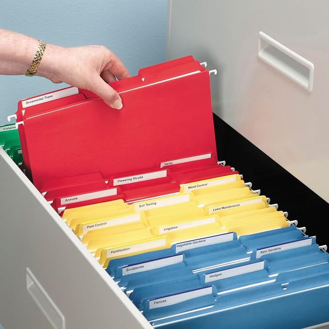 Smead Interior File Folder, 1/3-Cut Tab, Letter Size, Blue, 100 per Box, Expandable File Folders for Filing Cabinet