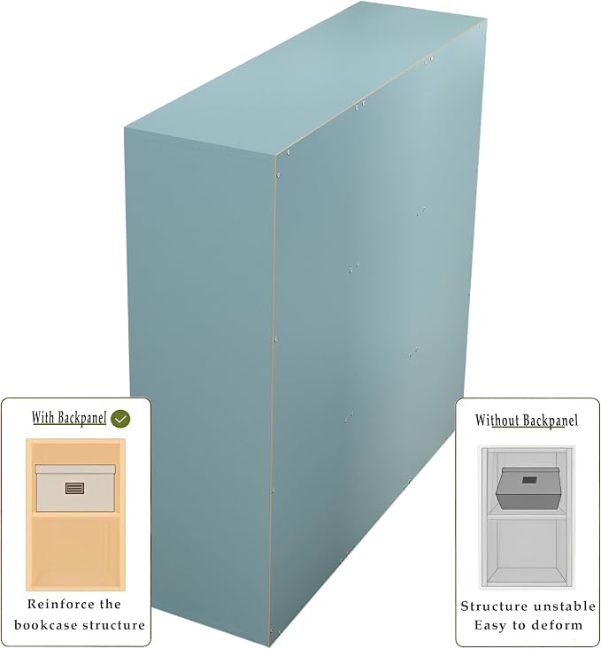 9-Cube Storage Shelf Bookcase, Light Blue | Wooden 3-Tier Open Bookshelf, Fits 11×11" Bins, Vertical or Horizontal Use, Full Back Panels, For Home Office