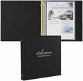 Paper 'n Such Welcome Binder for Short Term Rentals – Black Faux Leather 3 Ring Folder for Airbnb, Vacation Home, House Manual & Guest Information - Letter Size