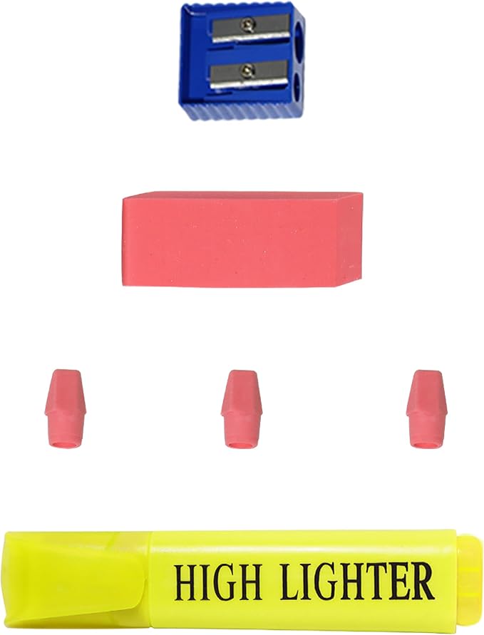 Moda West 48 Pack Bulk School Supplies 22 Piece Kit - Essential Box of School Supplies Kit with Pens, Pencils, Crayons, and More for Elementary, Middle, and High School Students