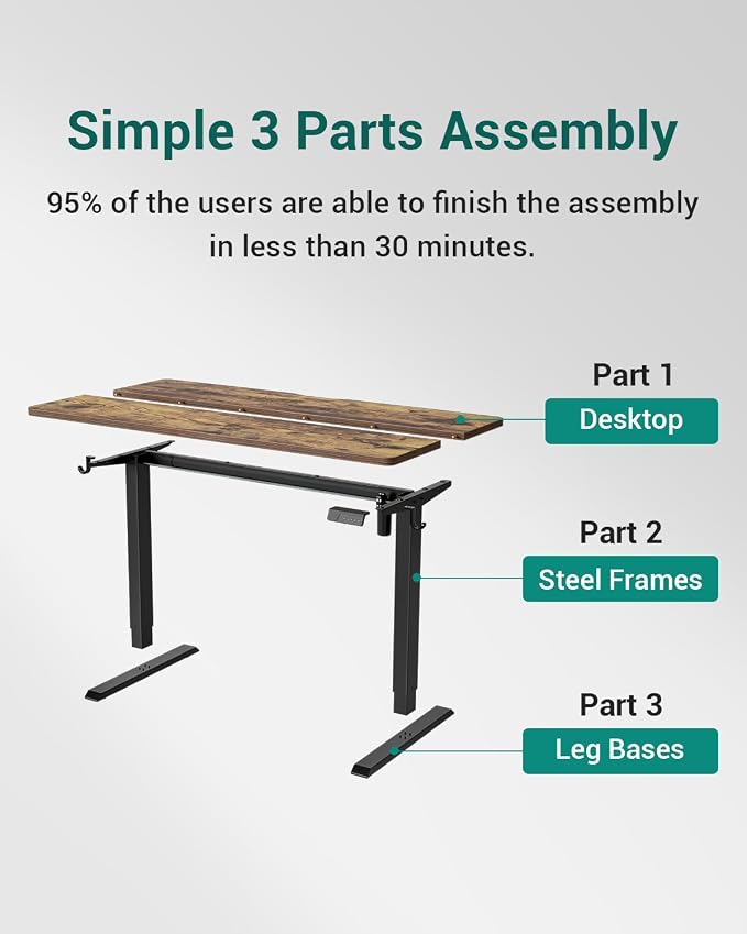 CubiCubi 63x28 Large Electric Standing Desk, 28" Deep Desktop, Rustic Brown | Wide Surface, Sit to Stand, Computer Workstations, Home Office Desk, Next-Gen Frame, Advanced Motor, 176 lbs Capacity