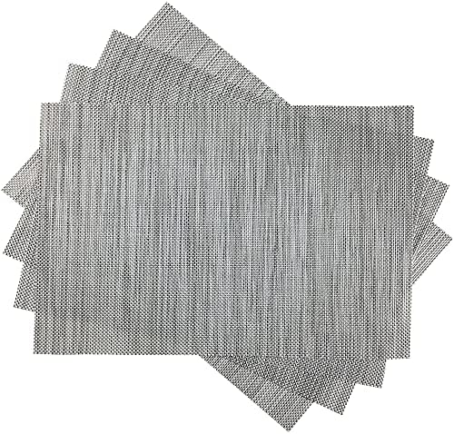 WAZAIGUR Placemats Crisscross Woven Vinyl Place Mats Set of 4 Silver&Black