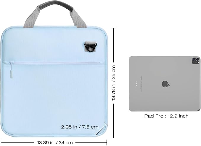 MoKo Zipper Binder, 2 Inch 3 O Ring, 5 Tab File Folders, 500 Sheets, Blue | Water-repellent 900D Oxford fabric with 5 folders, 2 mesh pocket, reinforced handle and adjustable shoulder strap.