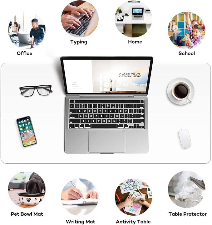 Clear Writing Desk Pad 17 x 36 Inch Waterproof PVC Desk Table Cover Protector on Top of Desks Large Desk Blotter Pad Non-Slip Laptop Desktop Writing Mat for Office Home Decor with Mouse Pad