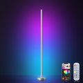 Smart RGBICW LED Corner Floor Lamp - 16 Million DIY Colors, 68+ Scenes, Music Sync, App & Remote Control, Color-Changing Ambient Lighting for Living Rooms, Bedrooms, and Gaming Rooms, Silver