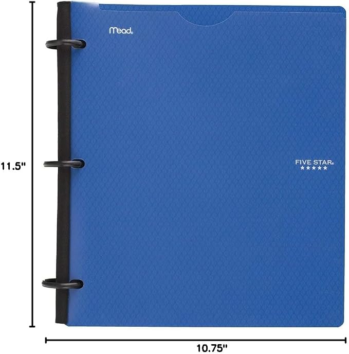 Five Star Flex Hybrid NoteBinder, 1 Inch Binder with Tabs, Notebook and 3 Ring Binder All-in-One, Blue (72411)