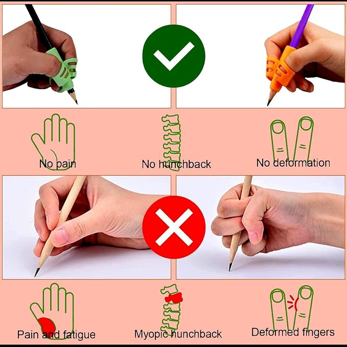 JustBlanks 20 Pcs Pencil Grips for Kids Handwriting - Pencil Holders for Kids, Pencil Grippers Writing Tool, Writing Posture Correction Tools for Toddlers, Preschoolers Special Needs for Classroom