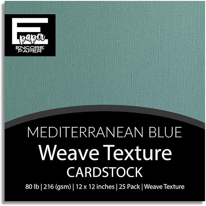 Mediterranean Blue—12x12 Textured Cardstock | 80lb Textured Blue Scrapbook Paper | Premium Cardstock for Cricut Cutting | 25 Sheets