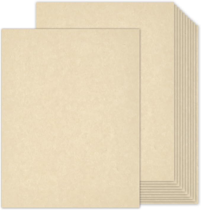 100 Sheets Cream Parchment Paper, 65lb Ivory Parchment Cardstock 8.5 x 11 | Goefun 180 gsm Beige Blank Certificate Paper Cardstock for Invitations, Crafts, Menus, DIY Cards