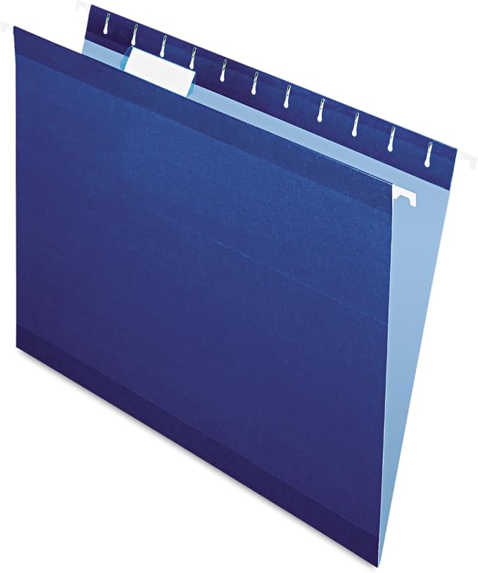 Pendaflex Reinforced Hanging File Folders, Letter Size, Navy, 1/5 Cut, 25/BX (4152 1/5 NAV)
