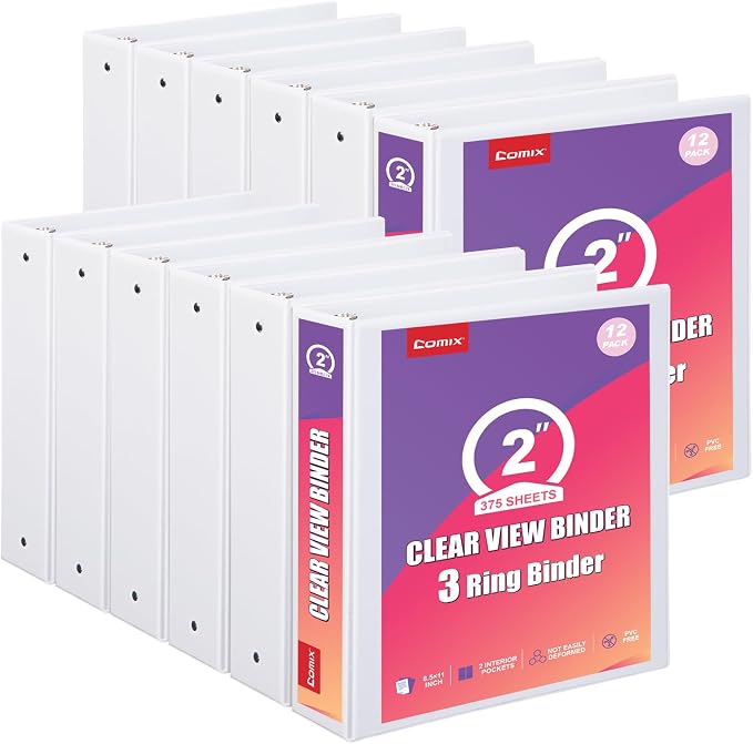 Customizable Round Ring Binder, 2 Inch 3 Ring Binder, Heavy Capacity Minimalist PVC-Free Binder with Clear View Cover, Lay-Flat Design for Extensive Document Organization at Home, School & Office