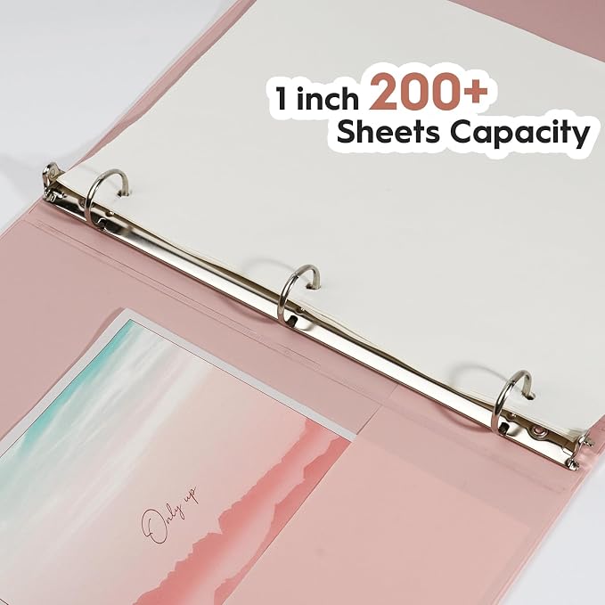 COMIX Sturdy Standard 1 Inch 3 Ring Binder with Clear View Cover | 1"Round Ring,PVC-Free Board,Holds 200 Letter Sheets,Soft Morandi Multicolor for Students & Office,6 Pack (Multicolored)