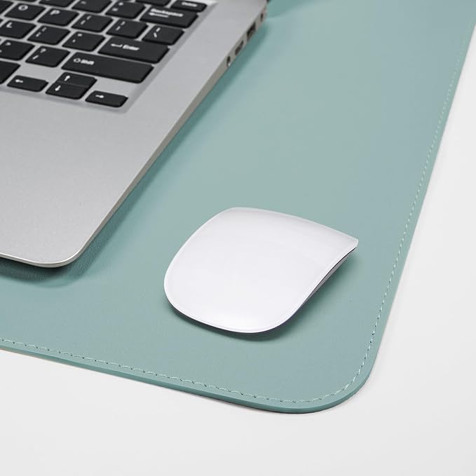 AFIING Cork Desk Mat, 31.5" x 17", Light Blue,Desk pad Protector | Dual-Sided Cork & PU Leather, Waterproof, Non-Slip, For Office & Gaming