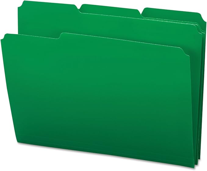 Smead Poly File Folder, 1/3-Cut Tab, Letter Size, Green, 24 per Box (10502)