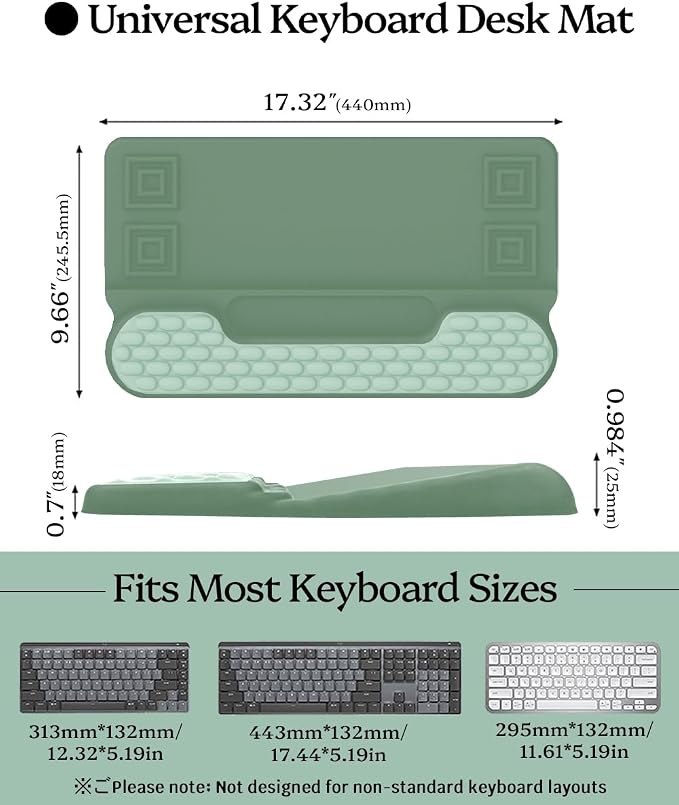 Wrist Rest for Computer Keyboard, 2 in 1 Keyboard Wrist Support Pad, Memory Foam Keyboard Riser Holder Lift Tray with Wrist Pad for Easy Typing for Office Desk, Home, School (Round Green)