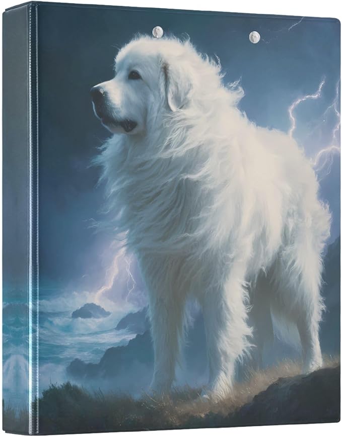3 Ring Binder Great Pyrenees Dog 1.5" Round Ring Binders View Binder with 200 Sheet for Kids School Supplies Women Men Office, 1 Pack