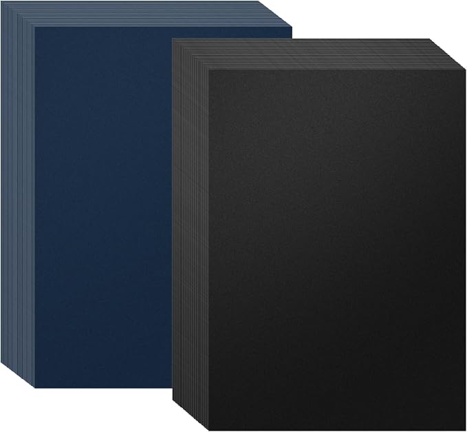 HOUYEE 100 Pack 12Mil Binding Covers Set, 8.5x11 Letter Size,Sand Textured | Including 50 Pcs Black Plastic Binding Covers, 50 Pcs Navy Blue Back Binding Polycovers, Square Corners,Un-Punched for Office
