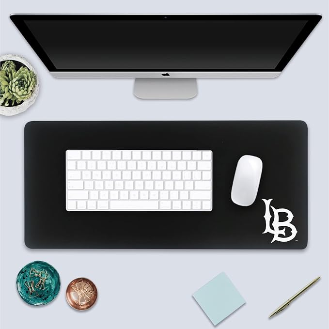 California State University - Long Beach Classic Cloth Desk Mat, Durable Office Supplies, Non-Slip Base, Responsive Desk Pad with Smooth Cloth Surface, Black